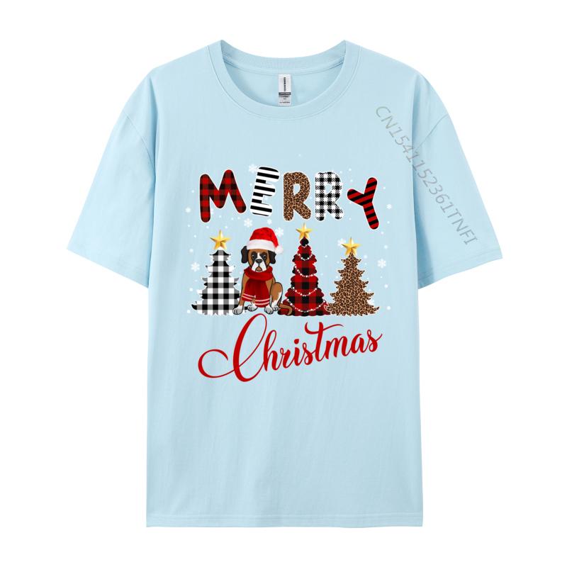 Świąteczny T-shirt z Psem Świętego Mikołaja Męski Humorystyczny Bawełniany T-shirt Męska Odzież T-shirty z Czapką Świętego Mikołaja Czarne Podstawowe T-shirty Męski T-shirt