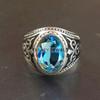 London Blue Topaz Oval Gemstone With 925 Sterling Silver Ring For Men's #B222 JL375675959367