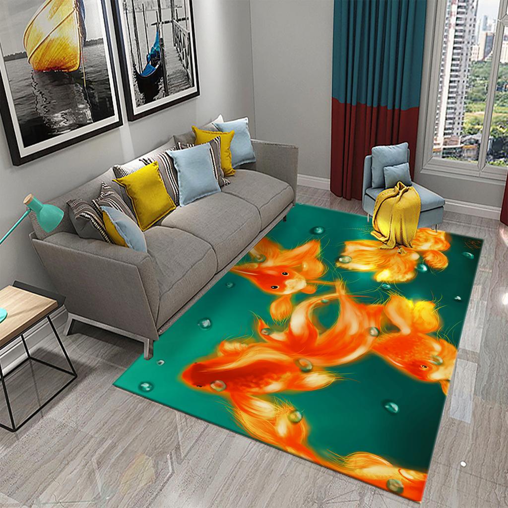 Living Room Kitchen Bedroom Entrance Rug Home Gift Cute Dreamy Goldfish Rug Bathroom Non-Slip Rug Mat