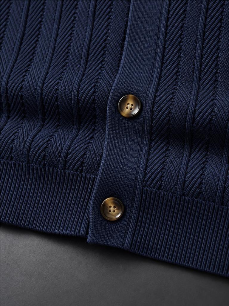 AIOPESON Men Cotton Design Knitwear Sweater Button Up Stand Collar Ribbed Cuffs Cardigan Smart Casual Office Thermal Fall Winter