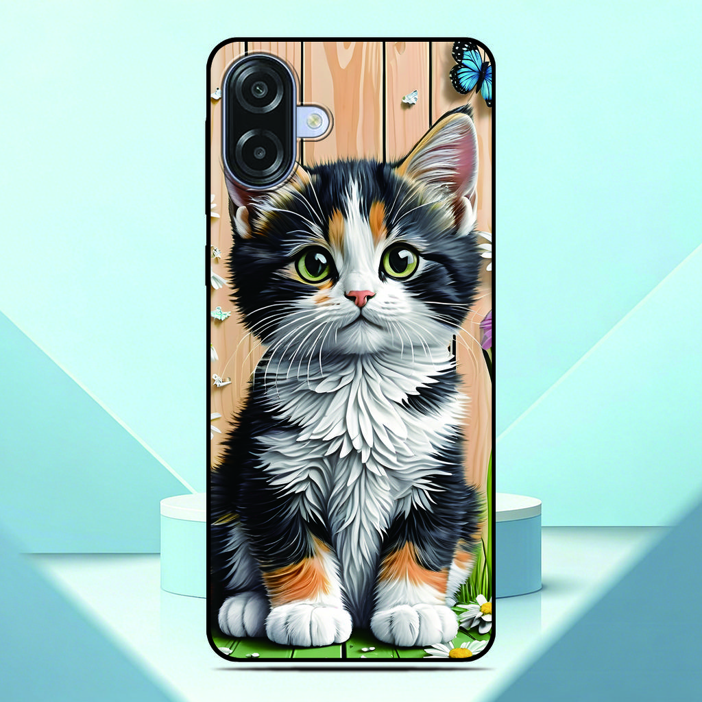 Lovely Kitten Anime Phone Case For Samsung Galaxy A07 4G Painted TPU Black Back Cover A 07 Soft Silicone Protective Fundas