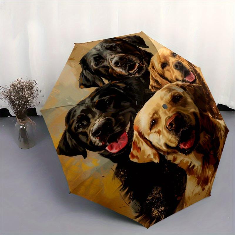 Dogs, Artwork Theme 8 Bone Hand Automatic Folding Umbrella, Compact and Portable Design, A Perfect Gift for Birthday, Christmas or Business