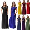 Elegant Women Boho Short Sleeve Solid Evening Party Maxi Dress Plus Size Delight