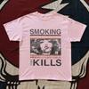 Smoking Kills Funny Retro Graphic T-Shirt Unisex Cotton Gift