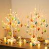 LED Bendable Branches Easter Egg Tree Tabletop Centerpiece with Lights Holiday Easter Decorations for Home Battery USB Powered