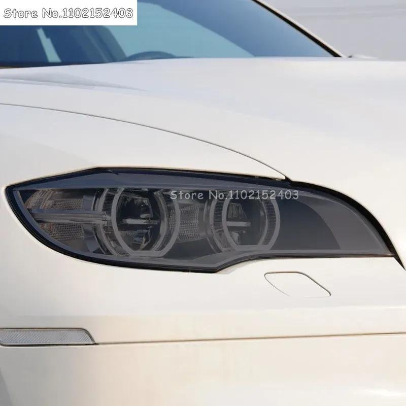 2 Pcs For BMW X6 M E71 2008-2014 Car Headlight Tint Black Protective Film Front Light Transparent TPU Sticker Accessores