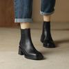 Coarse-heeled short boots women's 2025 winter new comfortable and thin elastic boots square French ankle boots high-heeled Chelsea boots