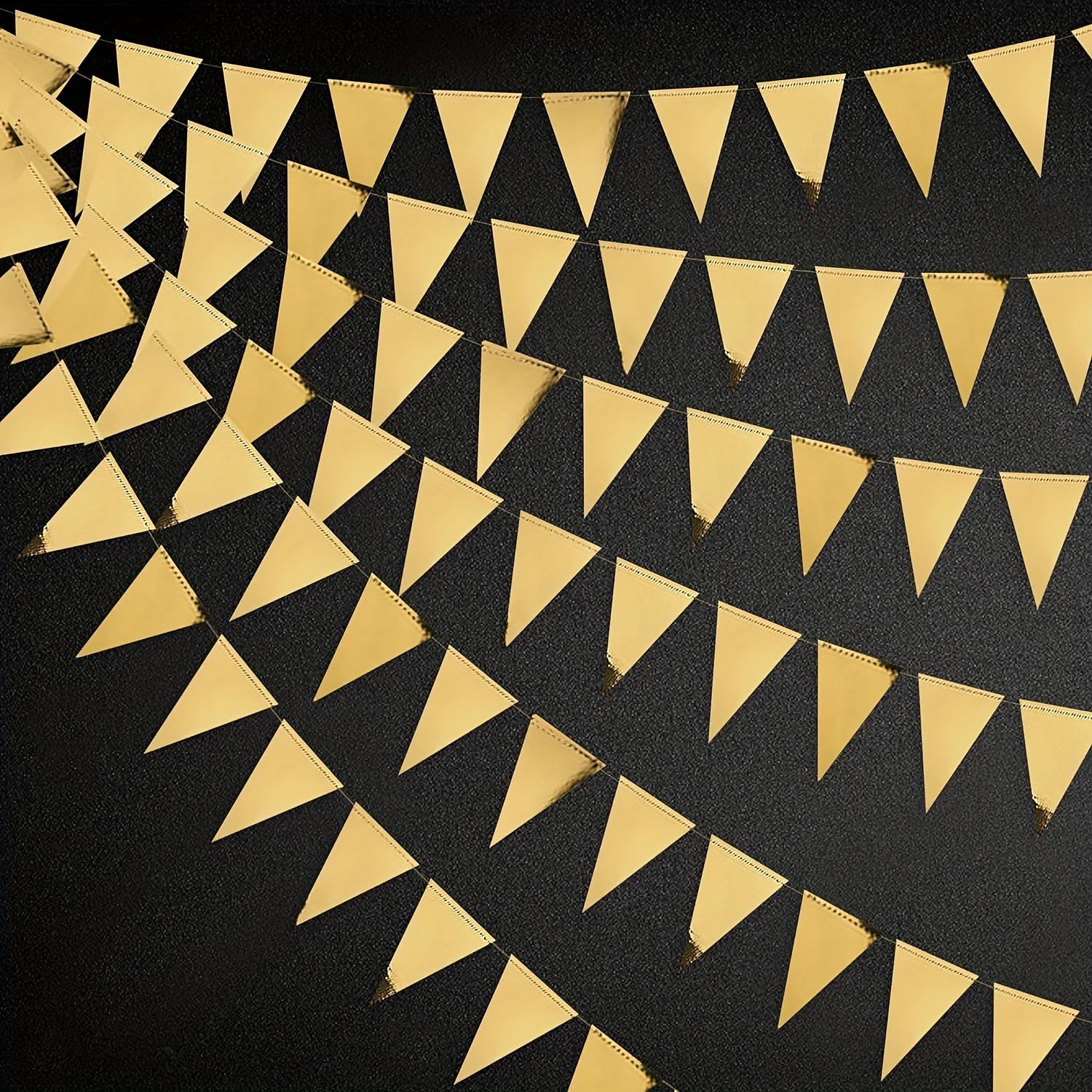 

4PCS 40FT Golden Triangle Flag Banner - Double Sided Metallic Paper Bunting Garland for Graduation/Wedding/Birthday Parties 4pcs