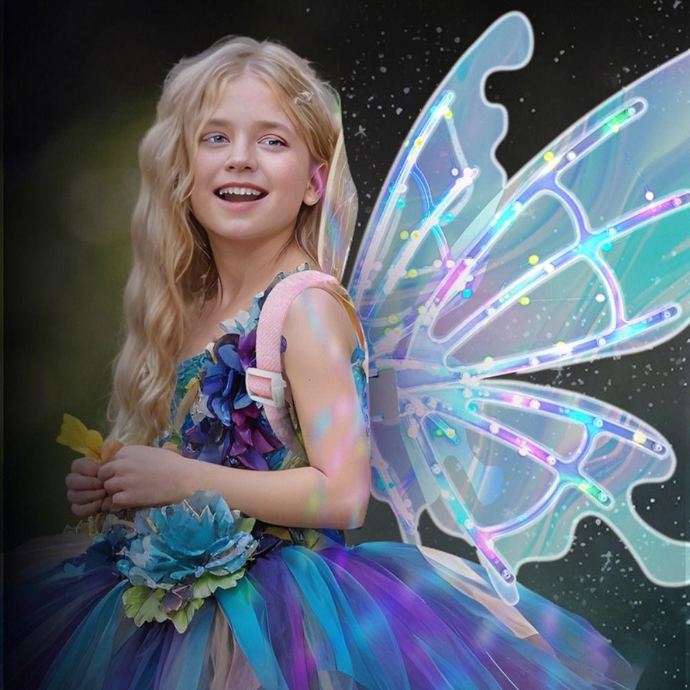 With Light Music Glowing Butterfly Wings Halloween Christmas Birthday Party Decor