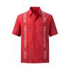 Camicia da uomo a maniche corte con bottoni, a righe Guayabella ricamate, quattro tasche, Dachen