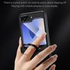 SULADA For Samsung Galaxy Z Flip5 5G Case with Ring Kickstand Magnetic Closure Leather PC Phone Cover Carbon Fiber Texture