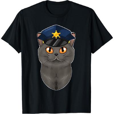 Cat Lover I Police Officer I Police British Shorthair Cat T-Shirt for Men Women Kids