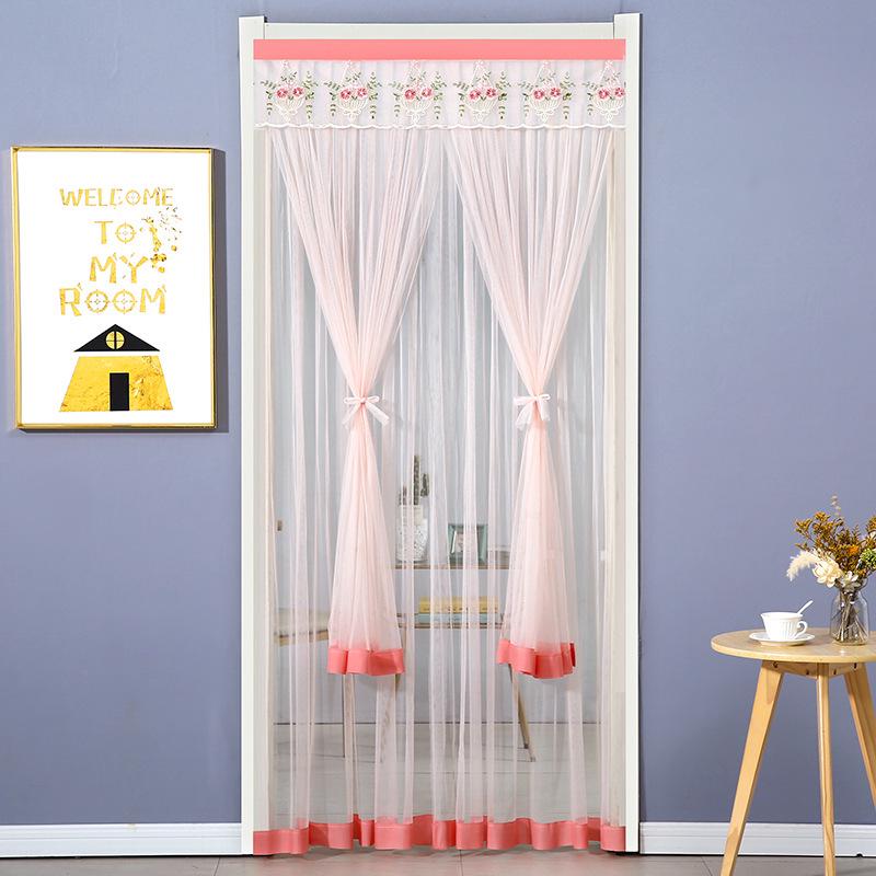 Lace Door Curtain: Anti-Mosquito, Insect-Resistant, Light-Filtering Mesh Partition for Bedroom & Kitchen, No-Punch Installation