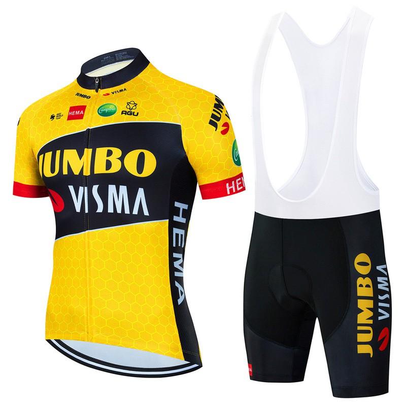 Jumbo Visma Cycling Jersey Set Short Sleeve Mens Breathable Quick Dry Mountain Road Bike Apparel