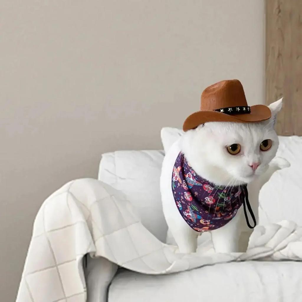 Dog & Cat Clothing Cowboy Style Star Pet Hat with Chin Strap