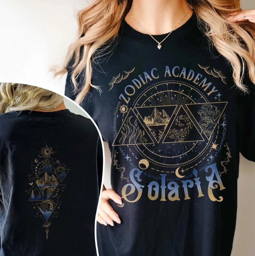 Zodiac Academy Grafik-T-Shirt Astrologie und Magie Roman-Shirt für Fantasy-Fans Ideales Geschenk für Sternzeichen- und Buchliebhaber