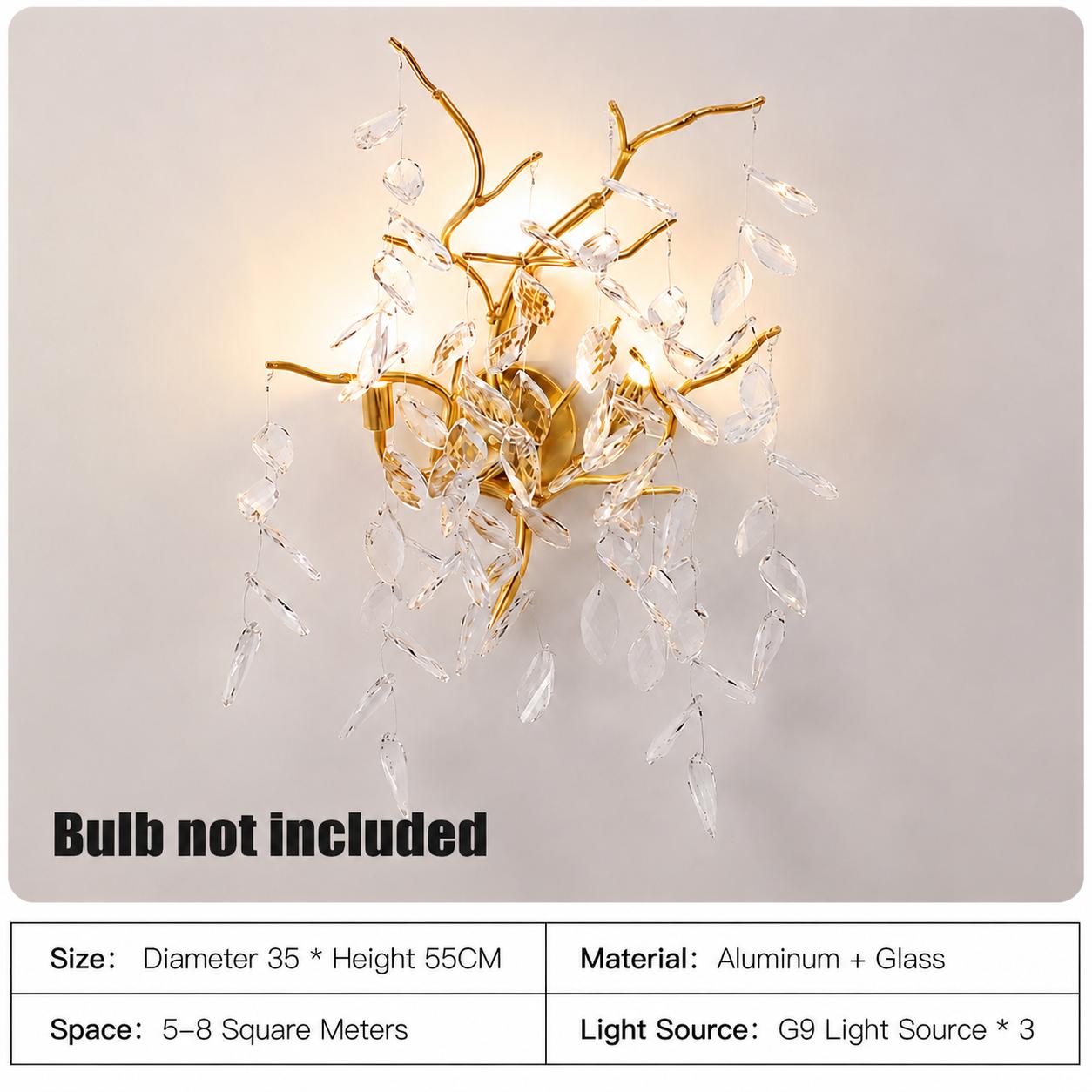 Luksusa kristāla zara sienas lampa, moderna
