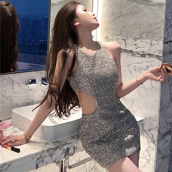 

Темперамент платья и полый дизайн без рукавов, утягивающий и сексуальный, юбка в стиле Pure Lust, короткая и модная женская одежда S