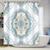 Delicate Floral Shower Curtain Blue Bohemian Decor For Bathroom 180 X 243 Cm Water-Resistant Shower Panels With Hooks Included