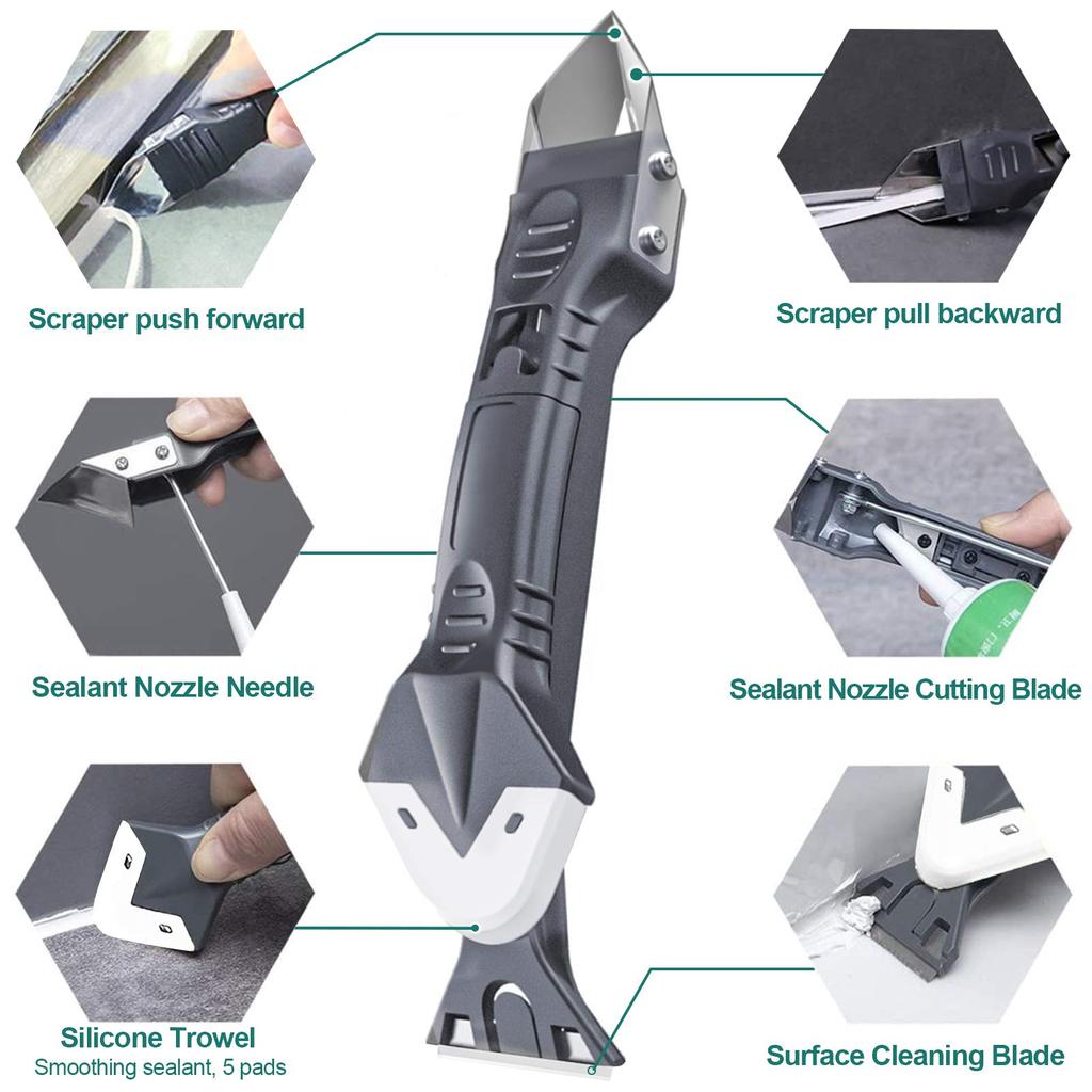 5 In 1 Silicone Sealant Grout Removal Tool Stainless Steel Head Caulking Tools