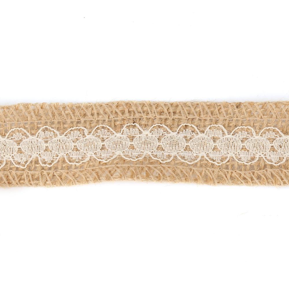 6pcs 2M/Roll Burlap Rolls White Lace Rustic Style Jute Burlap Ribbon Yellow Jute Decorative Ribbon Burlap Lace Ribbon