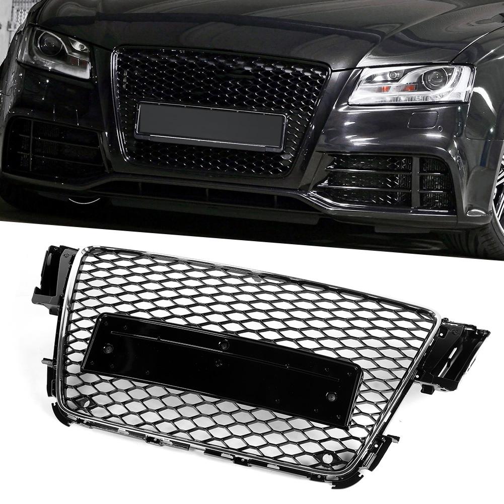 Hex Mesh Badgeless Grille Front Intake Grill Glossy Black Refit for RS Style Fits for A5 S5 B8 2008 2011
