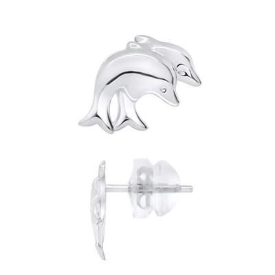 Earrings - LÉA &; ARTHUR - 2 DOLPHINS - 375 White Gold - SILICONOR Stroller System - Child