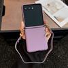 For Samsung Galaxy Z Flip 8 Case Luxury PU Leather Skin with Lanyard Protective Back Cover Case for Z Flip 8 Phone Shell