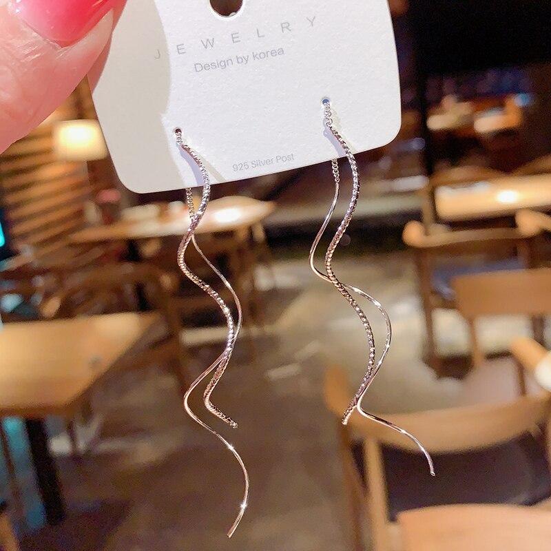 Koreanische Perlen Liebes Quasten Ohrringe Damen Langer Stil Wildes Gesicht Dünn Zwei-Wege Stecker Exquisit Elegant Mode Stecker