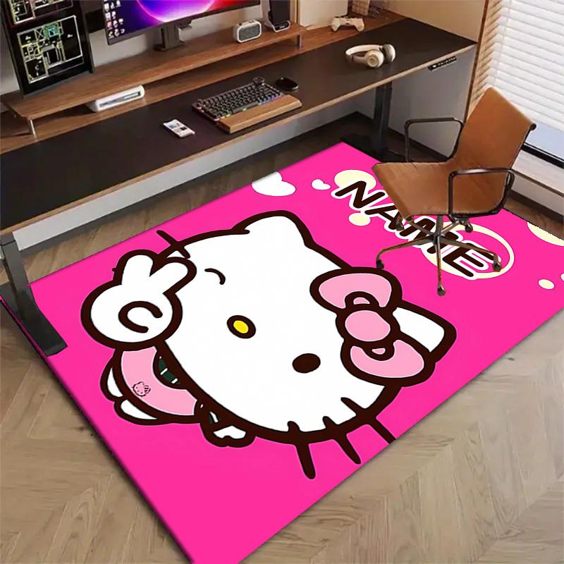 Custom HelloKitty Mat Personalized Name, Polyester Washable Indoor Entryway Rug, Gift for Christmas, Easter, Thanksgiving Day