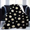 Black Daisy Print Blanket 2D Soft Cozy Flannel Throw Blanket For Bed Couch Sofa Camping Travel Warm Blanket For Home Decor Gift