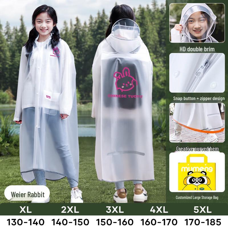 Moremerry Kids' Rain Poncho with Backpack Slot