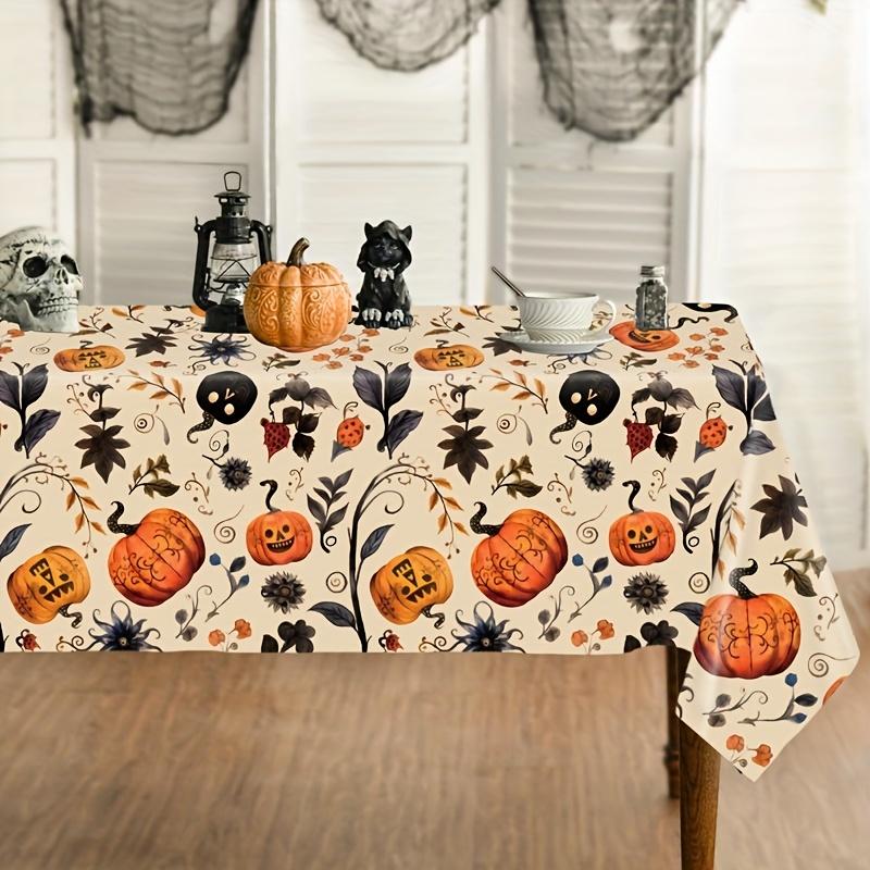 1 piece, beige Halloween pumpkin tablecloth, 86.61*51.18 inches, full-sized pumpkin patternzyc