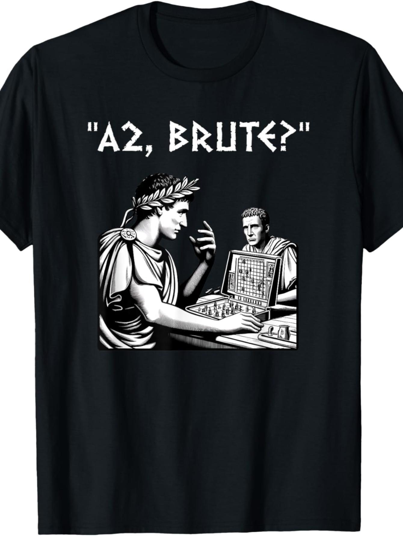 Humorous History-Themed T-Shirt Featuring a Meme about Julius Caesar And Brutus in a Board Game XL