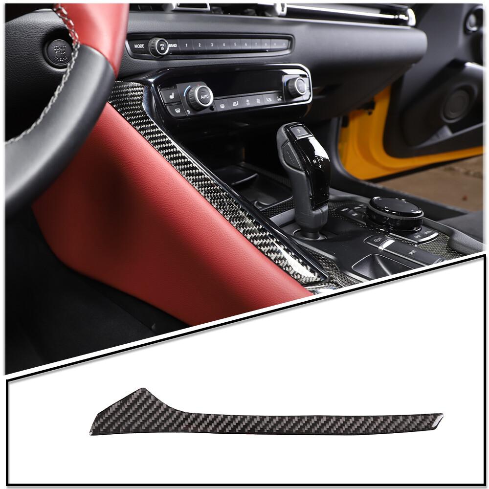Real Carbon Fiber Interior Gear Shift Panel Side Trim For Toyota Supra A90 19-24