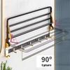Aluminum Folding Storage Rack Hardware Accessories Set Black and Gold Towel Rack Shelf Bathroom Products