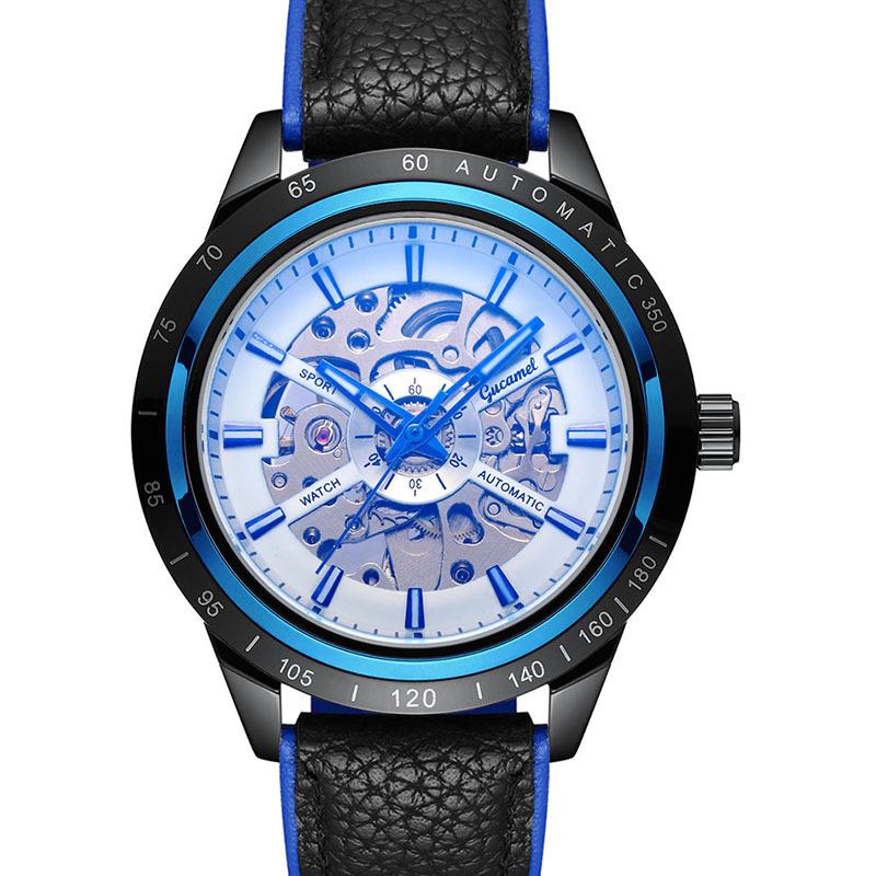 GUCAMEL Business Fashion Handstück Leder mit hohler mechanischer Uhr