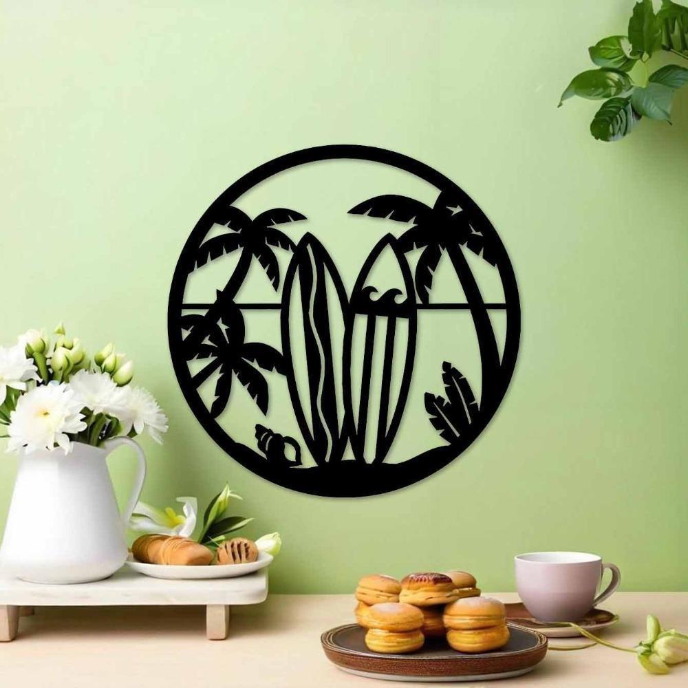 Iron Wall Sculpture 1pc 30cm Surfing Theme Home Decor Boho Living Room Bar Minimalist Aesthetic Beach Apartment