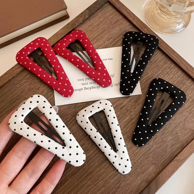 6pcs Fashion Fabric Polka Dot Triangle Hair Clip for Girls Barrettes Sweet Bangs Clips Hairpin Headwear Women Hair Accessories