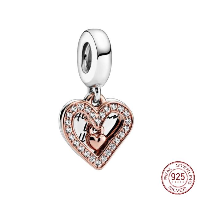 925 Sterling Silver   Autumn New Charm Flower Pink Series Charm Beads Fit Original Bracelets Women Jewelry