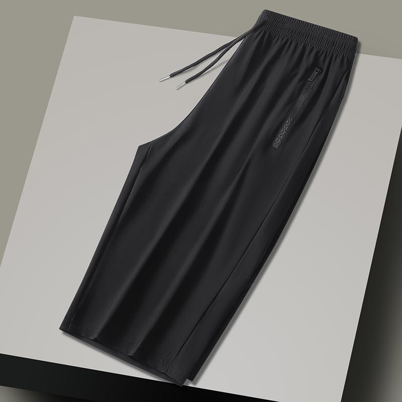 Ice Silk Cropped Pants Men's Sports Shorts Large Size Loose Medium Pants Men's Quick-drying Casual Pants
