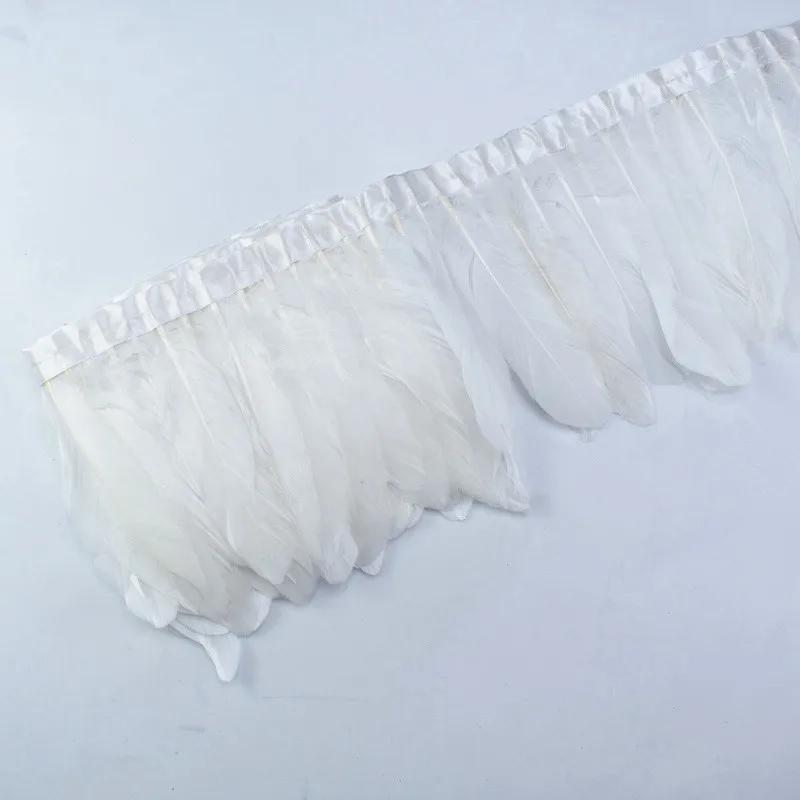1Meter Colored Goose Feathers Trims Real Geese Feather Trim Tassel Fringe Ribbon White Black Feather Crafts Clothes Accessories