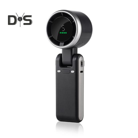 

Дорожный ручной вентилятор, портативный 5-скоростной регулируемый мини-вентилятор, складной настольный вентилятор с шнурком, цифровой дисплей для карманной сумки, для использования на открытом воздухе чёрный