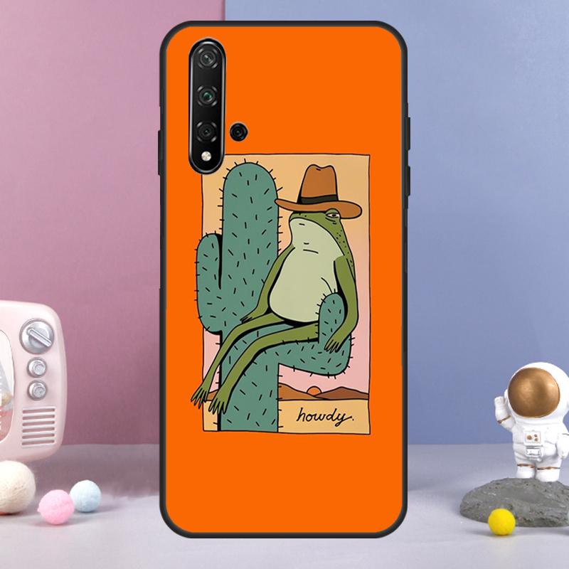 Cute Frog Cartoon For Huawei Nova 11 Pro 9 10 SE Y60 Y70 Y90 Y61 Y91 Y73 Y72 12i 11i 8i P20 P40 P30 Lite Case