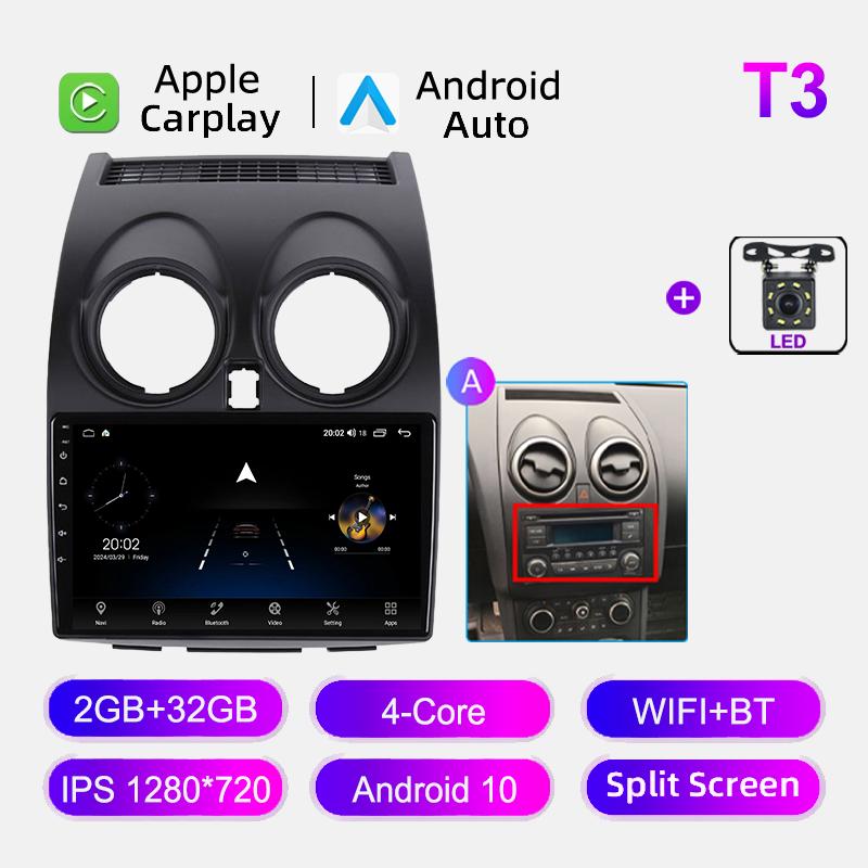 Car Radio Android Auto For Nissan Qashqai J10 2006-2013 Carplay 4G WIFI GPS Navigation Autoradio Video Player No 2din Head Unit