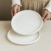 Solid Color Folded Round Plate, Minimalist Ceramic Plate, Household Plate, Vegetable Plate, Restaurant Tableware Plate, Western Plate, Steak Plate.