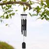 Schwarzes Windspiel mit 6 Metallröhren, S-förmigem Haken, natürliche, beruhigende Melodie, Gartenterrasse, Außendekoration, hängender Windglocken-Anhänger, Geburtstagsgeschenke