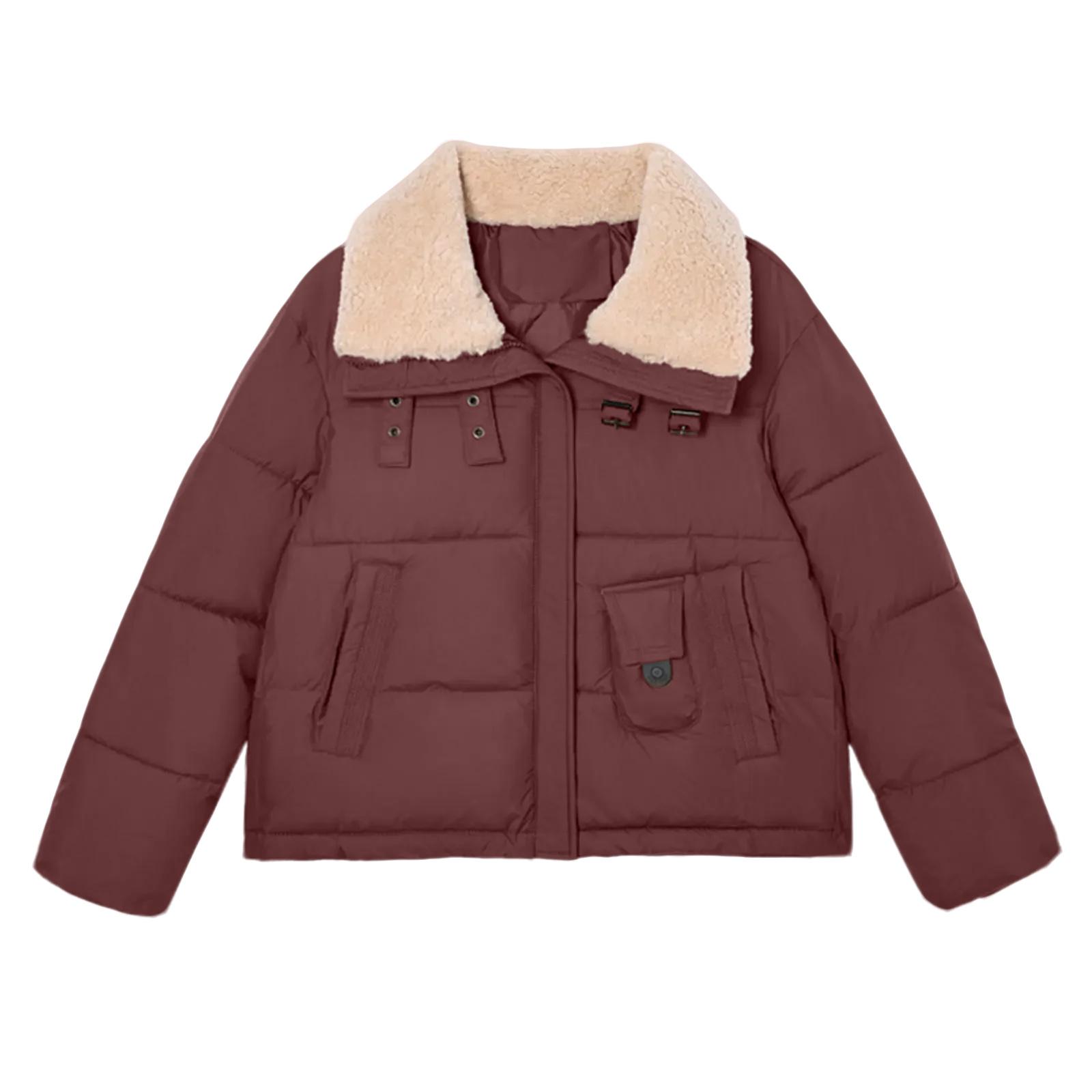 

Женская однотонная модная теплая хлопковая куртка с воротником и длинными рукавами XL