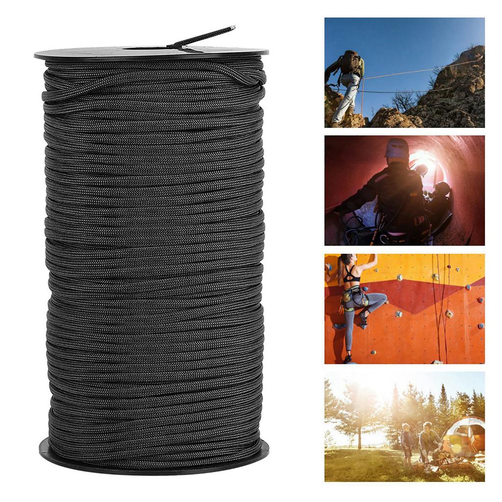 100m Outdoor Rock Parachute   Rope Survival Cord for   Hiking(Black)