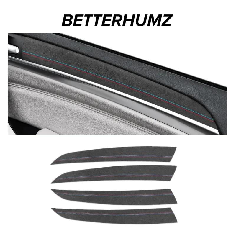 For BMW X5 E70 X6 E71 Made of Alcantara Car Interior Door Panel Trim Strips Performance Stickers 4pcs Auto Tuning Accessories